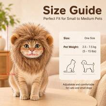 1pc Cute Lion Mane Pet Headwear, Halloween Cosplay Costume Headpiece, Soft Plush Lion Funny Headpiece, Party Photo Prop, Suitable For Small Dogs/Cats/Rabbits - Khaki - View 7