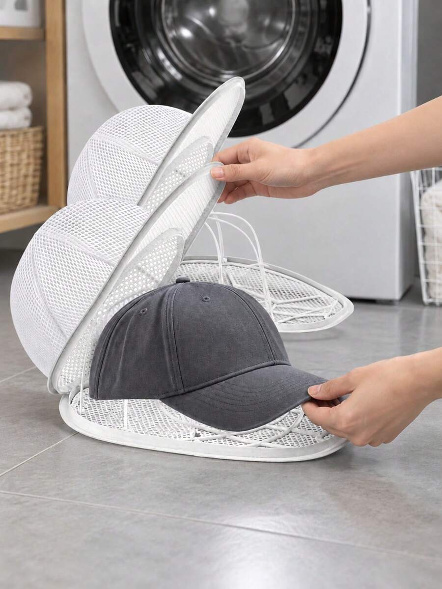 Reusable Hat Washing Cage With Anti-Deformation Hat Frame And Mesh Storage Bag, Baseball Cap Cleaning Set, Washing Machine Hat Cleaning Rack And Cage, Suitable For All Adult Baseball Caps And Various Hat Cleaning, Care And Storage, Anti-Deformation Cleaning Protective Cover, Space-Saving Hat Cleaner