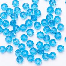 珠飾手工DIY用扁圓玻璃珠 8mm/6mm/4mm (60/80/115顆) 可重複使用散珠，亮藍綠色手工配件 - 湖藍 - 查看 5