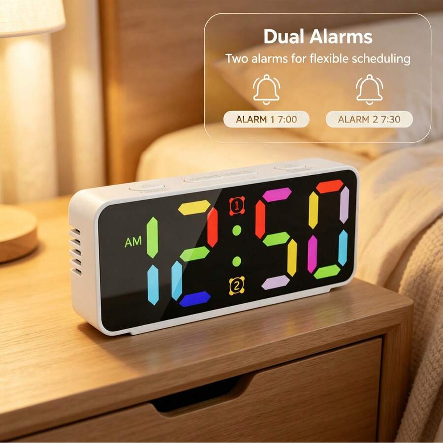 Mini Ultra-Clear Screen Digital Alarm Clock, Simple & Stylish, 2 Alarm Settings, Adjustable Brightness, Suitable For Home Decor, Bedroom, Living Room, Office And Student Dorm