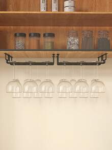 2/4pcs Under Cabinet Wine Glass Rack, Stemware Storage Rack, Kitchen Hanging Metal Glass Cup Holder, Space-Saving Glass Cup Storage Rack, Suitable For Kitchen, Bar, Cafe - Storage Rack - View 5