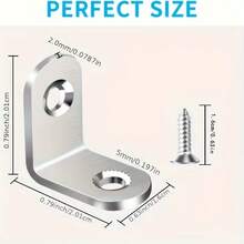30pcs (10pcs Corner Brackets + 20pcs Screws) Corner Bracket Angle Iron Support With Screws Set, Suitable For Wooden Furniture Chairs Drawers Cabinets - L-shaped - View 5