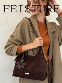 FEISTURE 1pc New Autumn/Winter Women's Shoulder Bag Underarm Bag, Magnetic Closure, Suitable For Daily Outings, Dating, Commuting - Coffee - View 2
