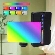 1個手機補光燈 LED可充電夾式補光燈 M140RGB 彩色攝影燈 M140三色自拍燈 便攜式可充電錄影燈 夾式LED燈 360°可調角度 適用於手機、相機、筆電、平板自拍、視訊會議、照明、化妝、Vlog，1800mAh - 彩色 - 查看 13