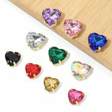30pcs/Pack Colorful Heart-Shaped Rhinestones, 1cm/0.39in Stainless Steel Base, Heart Rhinestones, DIY Handmade Clothing, Shoes, Hats, Boxes, Packaging Decoration, Shiny Rhinestone Decoration - Heart-shaped Rhinestone - View 8