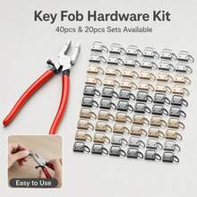 20/40PCS Webbing Tail Clip Key Fob Hardware 25mm Keychain Split Ring With Tool Pliers For Wrist Wristlets Cotton Tail Clip - Multicolor - View 1