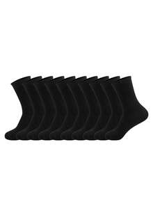 1/6/10/20 Pairs Non-Compression Mid-Calf Socks, Solid Black & White Combination, Neutral Color, All-Season Versatile Men's Sports & Casual Socks - Multicolor - View 11