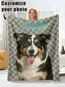 1pc Customized Photo Blanket, Personalized Flannel Blanket With Photo And Text, Office Nap Blanket, Comfortable Blanket, Mother's Day, Father's Day Gift For Parents, Bedding Blanket, Bed Custom Blanket, Custom Text Blanket, Personalized Home Blanket - Multicolor - View 9