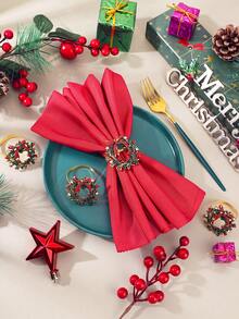 4-12pcs Vintage Floral Wreath Napkin Rings For Christmas, Suitable For Christmas Party, Wedding, Birthday Party, Room Decor, Table Decor, Home Decor, Holiday, Party, Wedding And Dinner - Multicolor - View 5