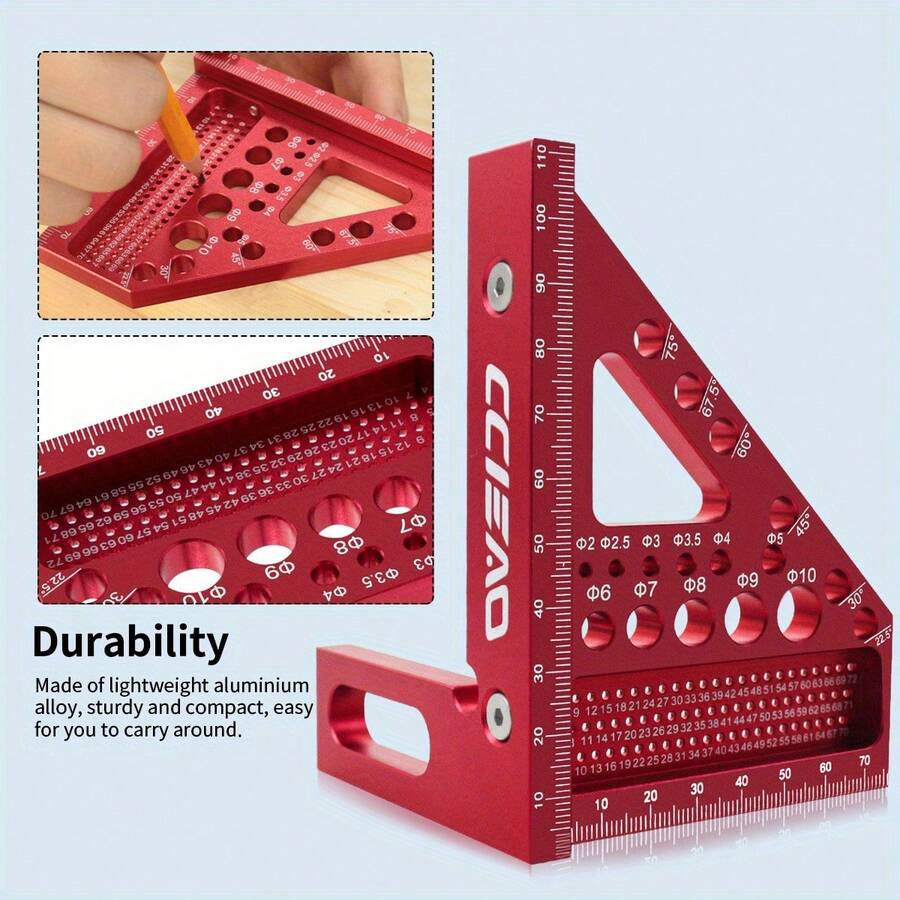 3D Multi-Angle Woodworking Square Ruler With Scriber, 22.5-90 Degree Drawing Ruler With Positioning Pin, Precision Woodworking Protractor, Suitable For Carpenters, Craftsmen And DIY Enthusiasts - Ideal Gift - Multicolor - View 1