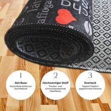 Chilai Home Washable Kitchen Rug, Non Slip Runner Rug, Modern Kitchen Carpet, Soft Runner Rug Kithcen, Made In Türkiye, Kitchen Runner Rug - Black and White - View 7