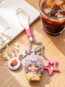 Cartoon Fuzzy Pacifier Doll Keychain Pendant, 3D Figure Design Eye-Catching And Unique, Delicate Texture And Durable Paint, Compact And Lightweight, Suitable As Car Key Charm, Backpack/School Bag Pendant, Handbag Decoration, Daily Outfit Accent, Perfect For Girls, Couples, Best Friends, Holiday Gifts, Promotional Giveaways, Cute Accessory Keyring - Multicolor - View 8