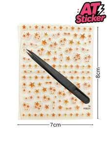 1pc Glitter Star Decorative Sticker, Orange Gold Multi-Size Five-Pointed Star Epoxy Sticker, Transparent Base Glitter Star Pattern, Self-Adhesive Waterproof Wear-Resistant Sticker, Fresh Atmosphere DIY Decoration Sticker, Suitable For Instant Camera, Phone Case, Bluetooth Earphone Case, Storage Box, Water Cup, Digital Shell Decoration And Modification - 7x8 - View 7