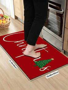 1/2pcs Christmas Kitchen Decor Rug, Christmas Tree Pattern Winter Kitchen Mat And Pad, Non-Slip Washable Absorbent Kitchen Accessory Decorative Mat, Christmas Holiday Gift! - Multicolor - View 17
