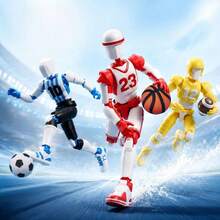 1pc Articulated Sports Action Figure, Poseable Athlete Model With Flexible Joints & Multi-Sport Accessories, Random Style, Desktop Display Collectible, Birthday Gift, Christmas Gift, Holiday Gift Choice - Multicolor - View 4