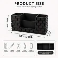1pc Cosmetic Storage Organizer Box, Desktop Decor Accessory, Storage Box With Dividers, Remote Control Holder, Home Decor Accessory, Perfect For Organizing Cosmetics And Remote Controls, Suitable For Desk, Living Room, Bathroom, Vanity, Ideal For Back To School Season - Black - View 4