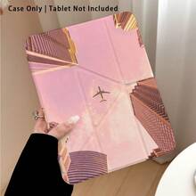 Airplane And Skyscraper Pattern Painted Effect Tablet Protective Case With Stand, Compatible With Honor 8/9/10/X8/X8A/X9/X8Pro/X9Pro, MatePad SE 11 Inch/MatePad 11 Inch/11.5 Inch, MatePad Pro, Apple 10th/11th Gen 2025 (A16), Galaxy Tab A7/A9 And Other Popular Models - Style 38 - View 2