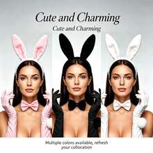 New Hot-Selling Fashion Versatile Sexy Cute Rabbit Ears Plush Headband/Gloves/Bowtie/Tail 5-Piece Set - Suitable For Halloween, Valentine's Day, Easter, Party, Nightclub, Couples Flirting, Role Play, Performance Accessory Combination Set - Multicolor - View 1
