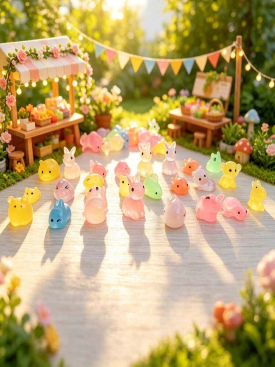 10/20/50/100pcs Mini Animal Figurines, Glow In The Dark Miniature ...
