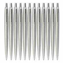 3pcs Metal Retractable Ballpoint Pens, Stainless Steel Body, Premium Texture Durable And Scratch-Resistant, Arrow Clip Convenient For Notebooks And Pockets, Smooth Ink Flow Without Interruption, Fluent Writing, Suitable For Business Office And Meeting Notes, Minimalist Silver Appearance, Ideal For Personal Use And Gifts, Large Capacity - Rectangle - View 1