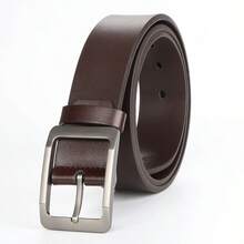 1pc Men's Framed Pin Buckle Belt With Polished Plain Strap, Coordinating Belt Loop And Subtle Seam Detailing, Understated Casual-Dress Design - ZH025 - View 13