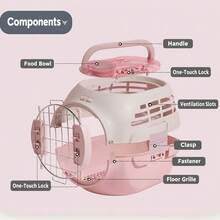 Cat And Small Pet Carrier Box With Carry Handle And Double Doors, For Car Journeys, Outings And Camping, Two Colours - Pink - View 5