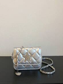 1pc Fashionable Sweet Shiny Star Crossbody Bag, Super Popular Chain Multifunctional Exquisite Small Bag, Compact And Delicate, Mini Lipstick Bag, Fashionable Chain Shoulder Strap, Decorated With Sweet Five-Pointed Stars, Suitable For Outings, Shopping, Daily Use, Travel, Versatile Square Bag Shape, Perfect Gift - Multicolor - View 18