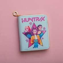 Mesuca Cute PU Leather K-Pop Zipper Mini Wallet, Idol Character Print Multicolor Square Coin Purse With Keychain For Girls Birthday Party - Multicolor - View 14