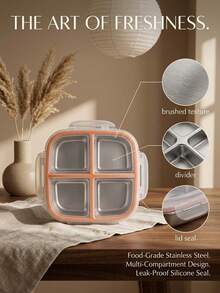 Multi-Set Combination 304 Stainless Steel Portable Leak-Proof Light-Shielding Bento Box, 3-Compartment/4-Compartment 1200ml Flip-Top Lunch Box, Suitable For Students/Office Workers/Outdoor Picnic And Fruit/Snack Storage, Stainless Steel Material, Heat Insulation, Easy To Clean, Ideal Home Kitchen Tableware - Multicolor - View 9