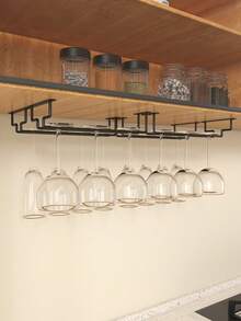 2/4pcs Under Cabinet Wine Glass Rack, Stemware Storage Rack, Kitchen Hanging Metal Glass Cup Holder, Space-Saving Glass Cup Storage Rack, Suitable For Kitchen, Bar, Cafe - Storage Rack - View 2