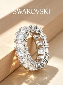 SWAROVSKI 鋪滿水晶彎曲波浪開口式手鐲 女友生日禮物 - 銀色 - 查看 3