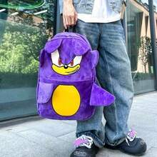 Hasbro Cute 3D Sonic Plush Backpack, Anime Hedgehog Shaped Stuffed Backpack, Soft Fluffy Zipper School Bag, Suitable For Students Daily Commute And Travel Gift - Multi-color - View 2
