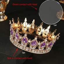 1pc Rhinestone Baroque Style Beauty Pageant Crown, Shiny Princess/Queen Cake Topper Decoration - Multicolor - View 13