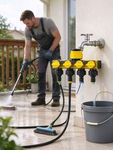 4-Way Garden Hose Splitter With 4 Independent Switches, Faucet Connector, Suitable For Outdoor Watering Systems, Leak-Proof Design, Applicable To Lawn, Garden And Car Wash Spray Systems, Randomly Shipped New And Old Models - Multicolor - View 3