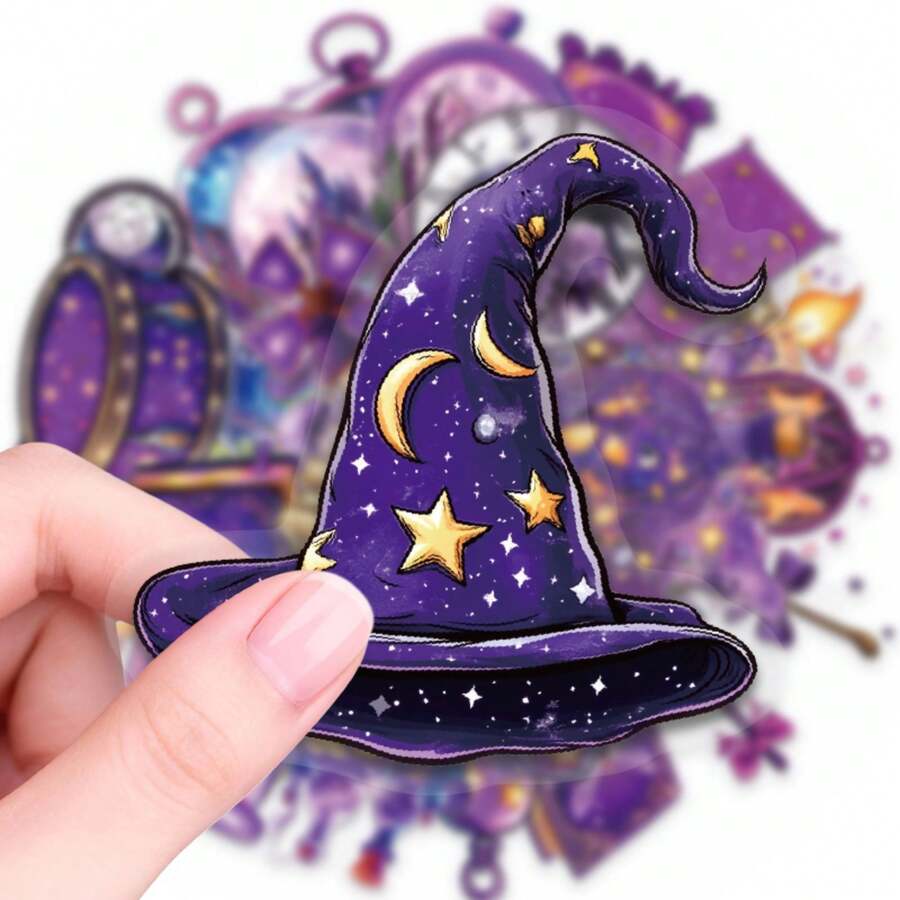 50pcs Purple Magic Witch Graffiti PET Stickers, Suitable For Decorating ...