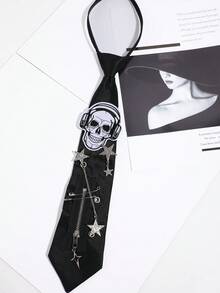 1pc Punk Rock Street Style Skull Women's No-Tie Rhinestone Chain Brooch Decorative Accessory - Multicolor - View 13