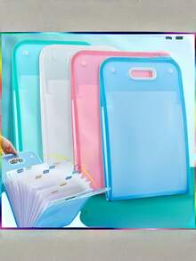 1pc 13-Layer Z-Style Accordion File Bag With Edge Binding, Multi-Layer Document Organizer, Student Classification Storage, Semi-Transparent Exam Paper & Material Bag - Multicolor - View 2