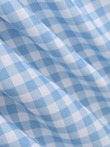 1pc Fresh Plaid Pattern With Soft Ruffle Edge Design, Available In Multiple Soft Colors And Rich Size Options, Suitable For Different Length Dining Tables, Living Room, Bedroom, Dining Room And Various Scenes - Blue - View 3