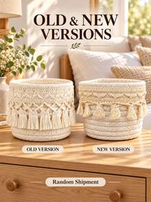 Handwoven Tassel Decor Storage Basket - Natural White Fiber, Hypoallergenic, Lightweight Desktop Organizer Box For Storing Cosmetics, Pens, Etc., Minimalist Home Decor For Bedroom, Living Room, Office - Tassel Storage Basket - View 16