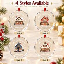 Custom Round First Christmas New Home Ornament, Cozy Snowy House Address Decor, Personalized Names & 2026 Christmas Tree Decorations, Customized Text Wall Hanging For Holiday Party Supplies, Customizable Housewarming Keepsake Christmas Gift 2026 - Style D - View 4