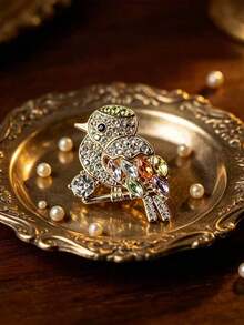 Vintage Suit Lapel Pin Bird Brooch Accessory Colorful Fashion Animal Brooch Decorative Pin - Gold - View 5