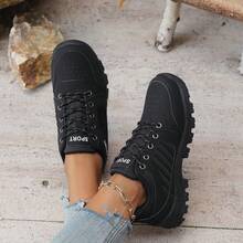 Women's Outdoor Fashion Breathable Lightweight Colorblock Thick Sole Anti-Slip Shock-Absorbing Sports Shoes - Black - View 5