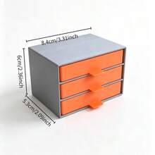 3-Layer 3D Printed Desk Drawer Organizer, With 1/2/4 Compartments, Suitable For Jewelry, Small Items, Office Supplies And Other Items Storage, A Mini Desktop Organizer, Suitable For Home And Office Scenarios. - Silver + Orange - View 3