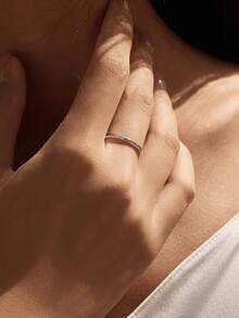 MODIAN 925 Sterling Silver Thin Band Ring Mini Rhombus Cut Pattern Stackable Finger Rings For Women Minimalist Daily Jewelry - Silver - View 2