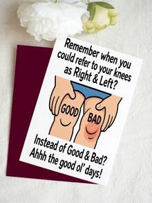 1 Set Funny "Bad Knee" Greeting Card, Humorous Card, Prank Card, Prank Gift, Suitable For Friends And Family, Perfect For Birthday, Recovery Or Retirement Prank Gift, Suitable For Elderly, People With Joint Discomfort And Those Who Like Light Humor (Includes Envelope + Greeting Card), Cartoon Design, - A6 - View 3