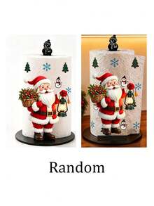 2D FLAT Christmas Decorative Paper Towel Holder (No Power Light) - Desktop Tabletop Roll Holder With Display And Storage Function, Fun Lantern Santa Claus Design, Suitable For Kitchen, Bathroom, Living Room And Dining Room, Decorative Ornament To Create Warm Christmas Atmosphere - Multicolor - View 10
