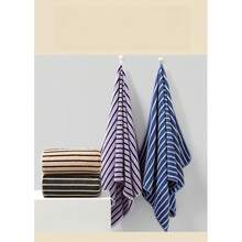 Handuk Mandi Rumah Minimalis Bergaris Bahan Mikrofiber Bulu Karang Warna Solid Lembut Menyerap Cepat Kering Ukuran 35*75cm/70*140cm/90*170cm - Biru - View 10