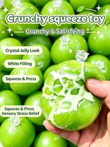 1pc Squeaky Green Crunchy Ball, Squishy Sphere Stress Relief Doll, ASMR Plush Doll, Cute Desk Decor And Holiday Gift - Multicolor - View 1