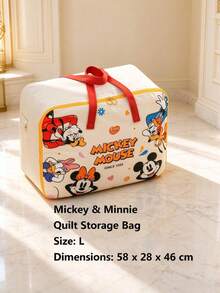 Disney Mickey Mouse Print Foldable Storage Bag With Handle, Large Capacity Clothes Organizer, Dustproof Moisture-Proof Wardrobe Organizer For Quilt Blanket Bedding, Space Saving Moving Bag, Portable Travel Essential, Large Storage Box For Bedroom - View 8