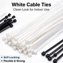100pcs Self-Locking Nylon Cable Ties, White/Black Optional, Reinforced Binding Straps, Invisible Ties, Suitable For Motorcycle Fixing, Multi-Scenario Use, Cable Management, Party And Outdoor Use - Buckle-style - View 9